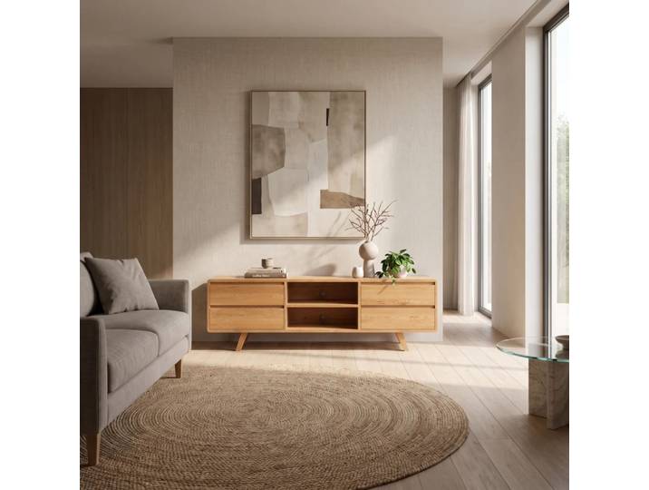 Buffet TV Vela en bois massif 160 cm Bois de chêne massif