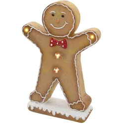 LEBKUCHENMANN-FIGUR mit Fliege 75 cm Weihnachtsdeko Innen mit LED-Beleuchtung