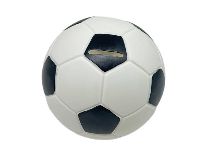 Relaxdays\, Tirelire prenant la Forme d'un Ballon de Foot\, Robuste\, idée Cadeau\, diamètre : 15 cm\, Noir et Blanc