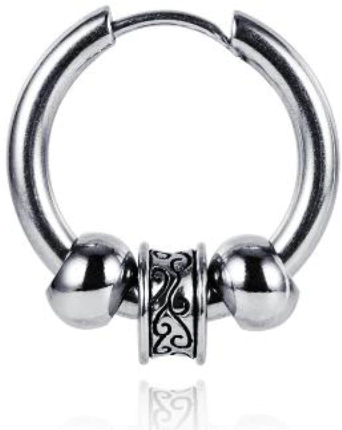 Single-Creole FIRETTI "Schmuck Geschenk Ohrschmuck einzeln Balls", schwarz (edelstahlfarben, schwarz), Ohrringe, Damen, 18,9mm, Edelstahl, Single-Creole, Elemente abnehmbar edelstahlfarben, schwarz 18,9mm, Edelstahl