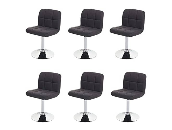 Mendler 6er-Set Esszimmerstuhl Kavala Stoff/Textil Chrom - dunkelgrau