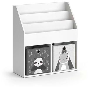 Vicco Bücherregal Luigi, weiß, mit 2 Faltboxen, Kinderregal aus Holz, 5 Fächer, 72 x 79 x 31cm