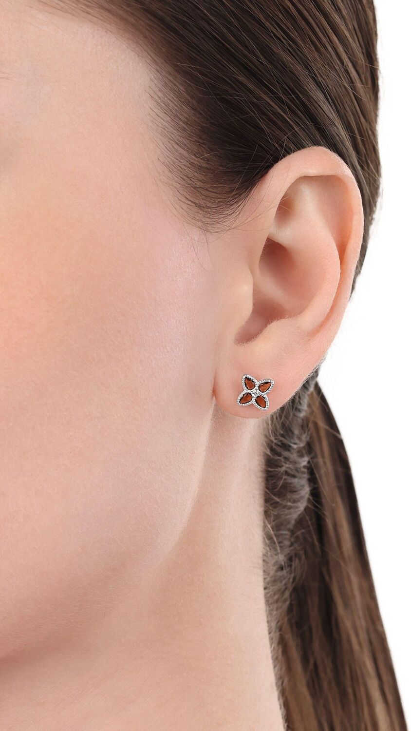 Paar Ohrstecker AMOR "Schmuck Geschenk, Kleeblatt", braun (silberfarben, weiß, braun, weiß, braun), Ohrringe, Damen, Silber 925 (Sterlingsilber), mit Zirkonia (synth.), Glasstein