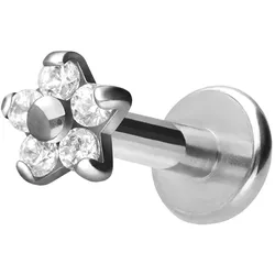 Titan Labret mit Innengewinde BLUME MIT 5 KRISTALLEN