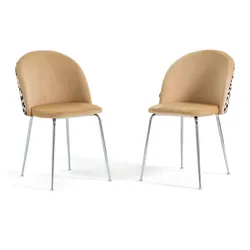RATTATAN Set aus 2 Innenstühlen aus dekorativem Samt mit Metallbeinen, elegantes Design für Küche, Esszimmer, Restaurant – Sara – Leopardenmuster/Silber