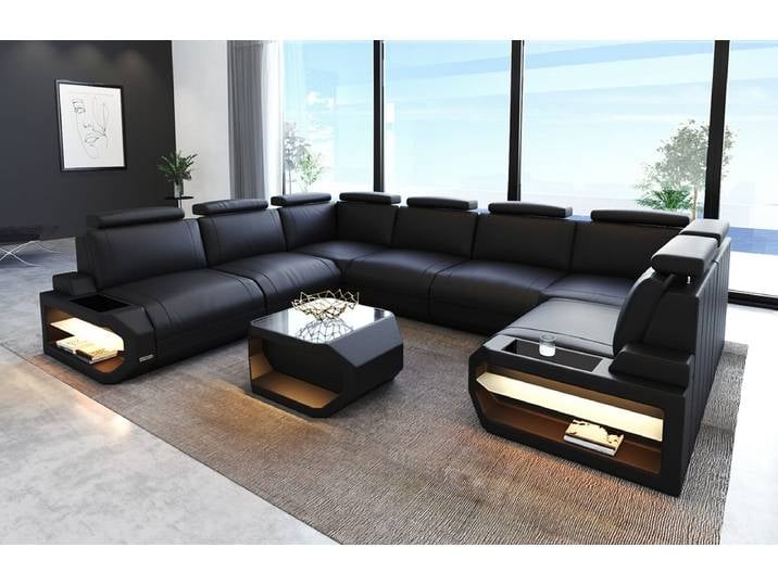 Designsofa Siena U-Form aus Leder