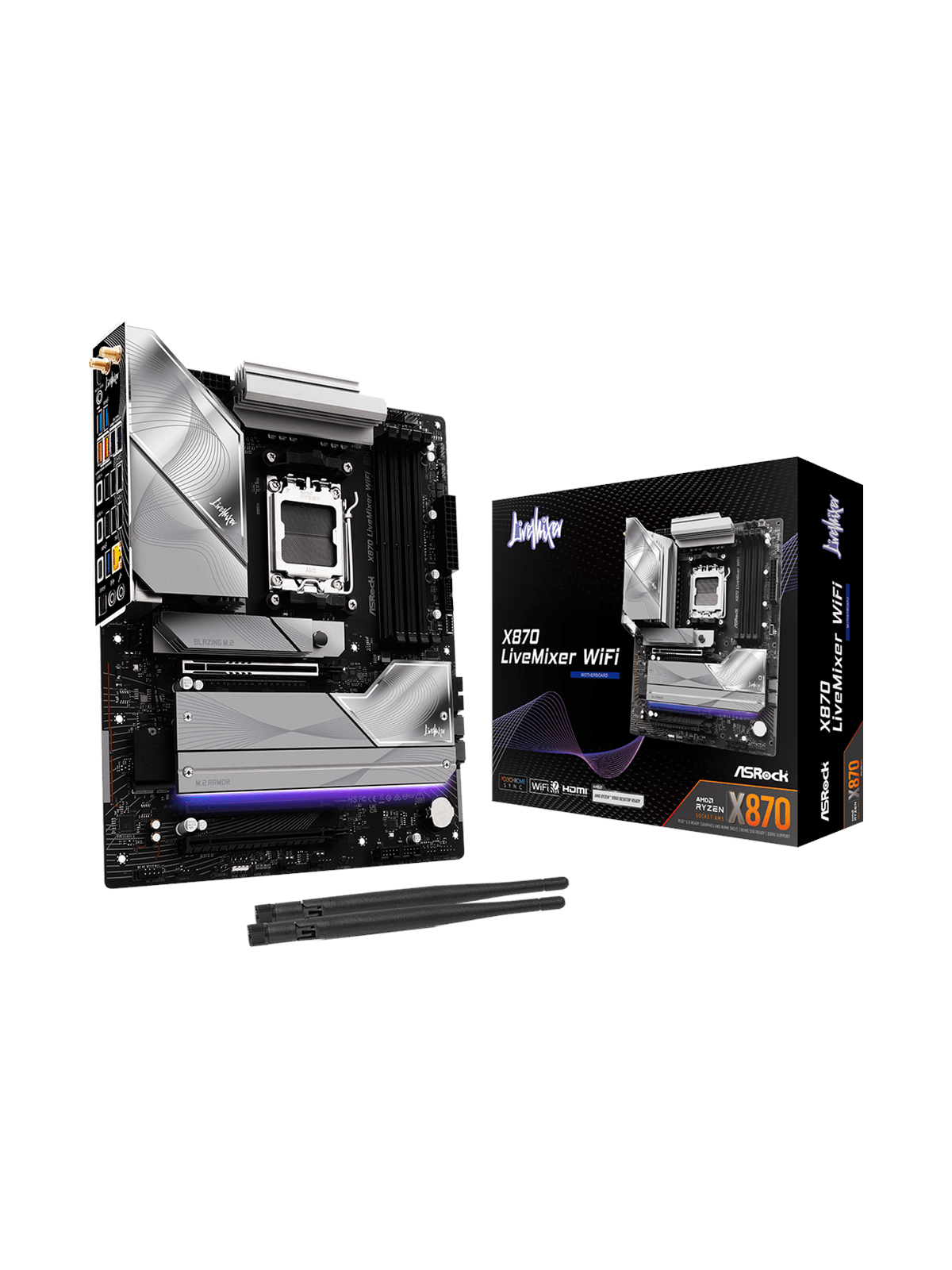 ASRock X870 LIVEMIXER WIFI Mainboard - AMD X870 - AMD AM5 - DDR5 RAM - ATX