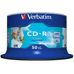 Verbatim CD-R AZO Wide Inkjet Printable no ID 700 MB 52x 50 Stück(e)