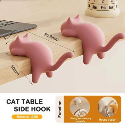 Inspired Finds Cat Shaped Desk Side Backpack Hook No Punch Strong Load Bearing Foldable Hanger 1 Or 2pcs pink 2pcs