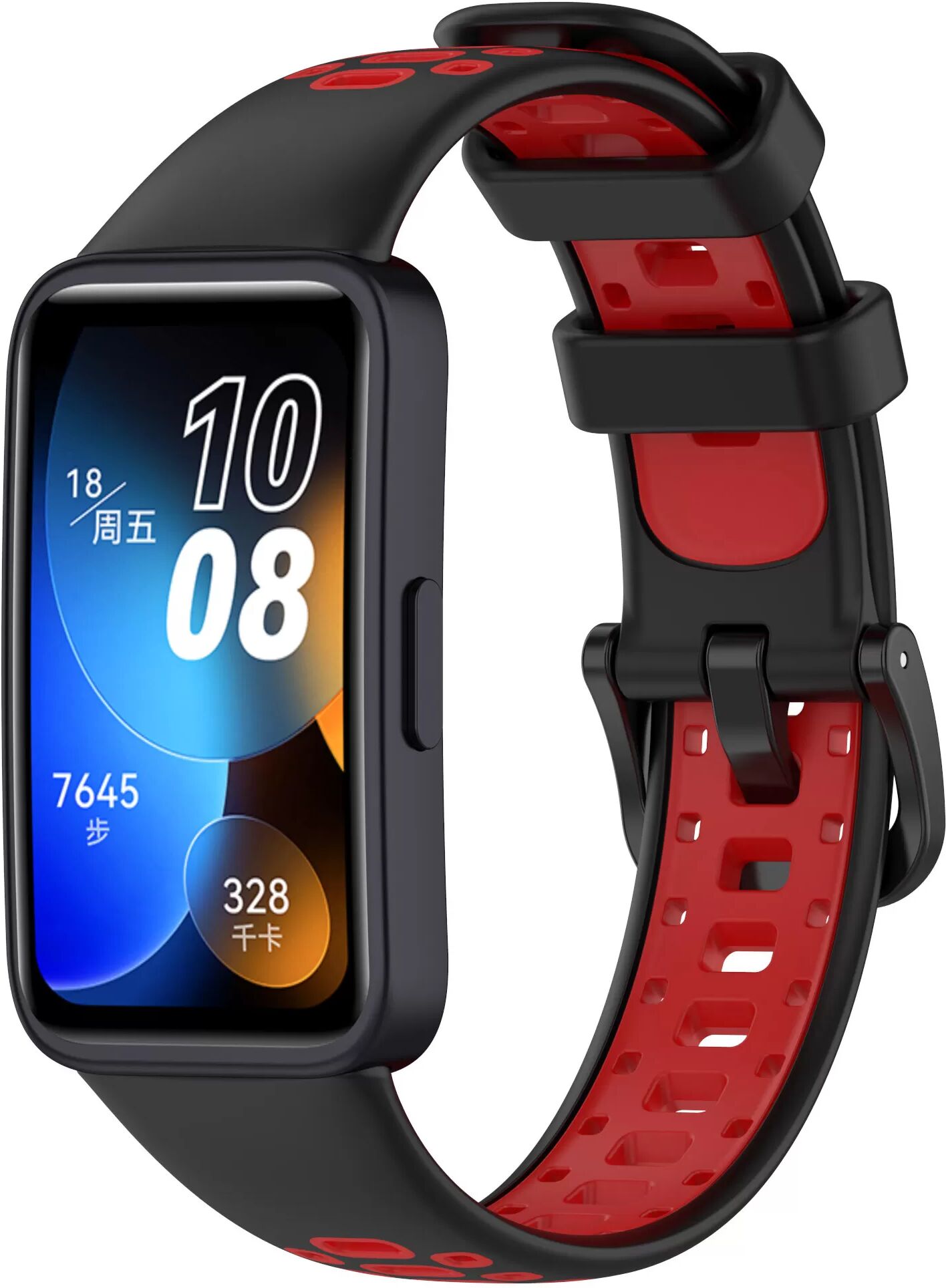 INF Ersatzarmband für Huawei Band 10/9/8 Schwarz+Rot