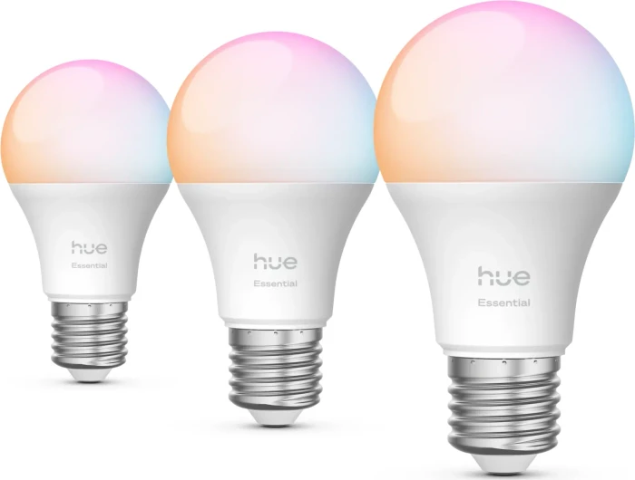 Philips Hue Bridge 2.0 + Philips Hue Essential White und Color Ambiance 8W 806 E27 3pcs, 3 Stück