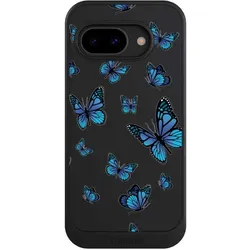 Nivocase Hülle für Google Pixel 9a Handyhülle NIVOcore Case Schwarz Muster Schmetterling transparent (Google Pixel 9a), Smartphone Hülle, Schwarz, Transparent