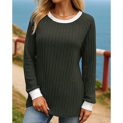 Damen Einfarbig Herbstshirt Pullover Langarm Oberteil Athleisure Frühling Herbst Warm Mode Wandern Reise Urlaub Sportbekleidung Sportkleidung Blau Schwarz Rosa