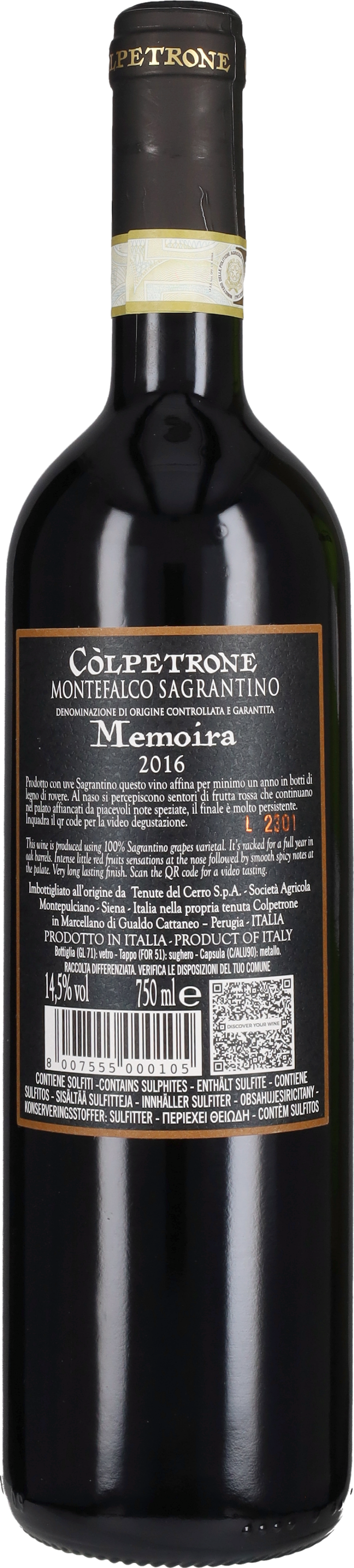 Còlpetrone Sagrantino di Montefalco 'Memoira' Colpetrone 2017