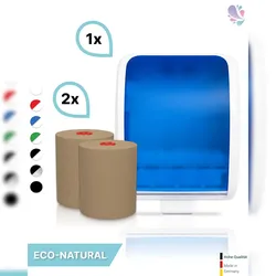 Blanc HYGIENIC SET: Handtuchrollenspender Autocut, Blanc Cosmos + 2 Handtuchrollen ECO Natural - PRODUKTSET