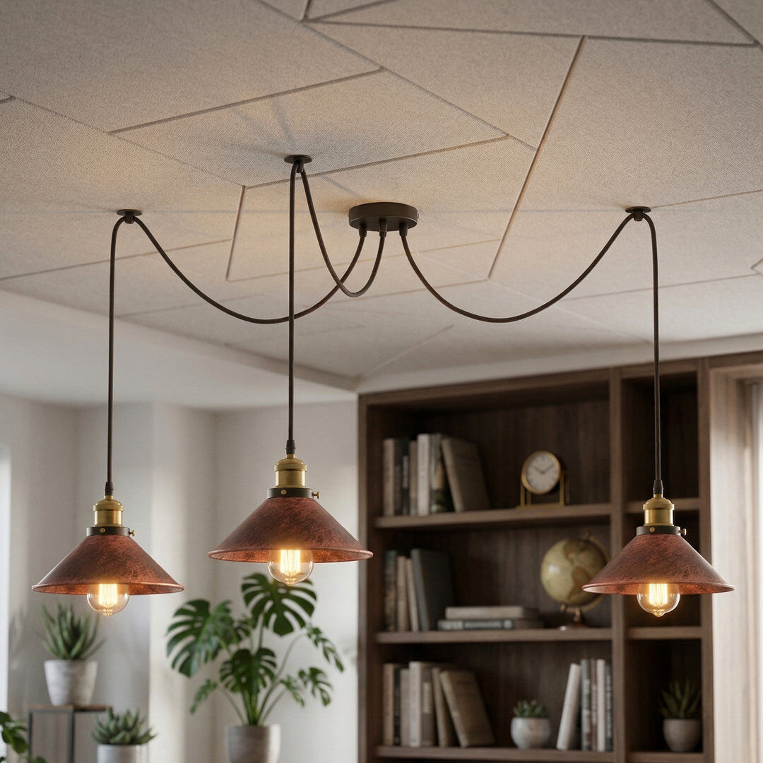 Rio 3 - Light Cone Pendant Rustic Red 20cm H X 20cm W X 20cm D