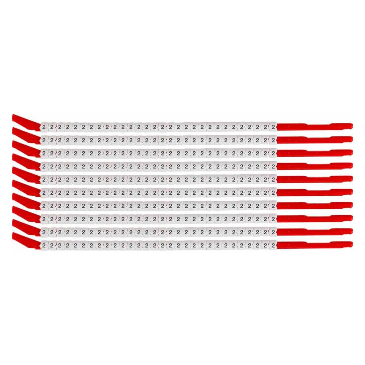 Brady SCN-10-2, Clipsleeve Drahtmarkierer, Beschriftung "" 2 "", für Kabeldurchmesser von 2,8 (133102)
