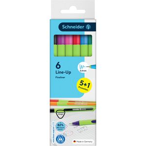 Schneider Fineliner Line-Up, 191086, farbig sortiert, Strichbreite 0,4 mm, 6 Stück