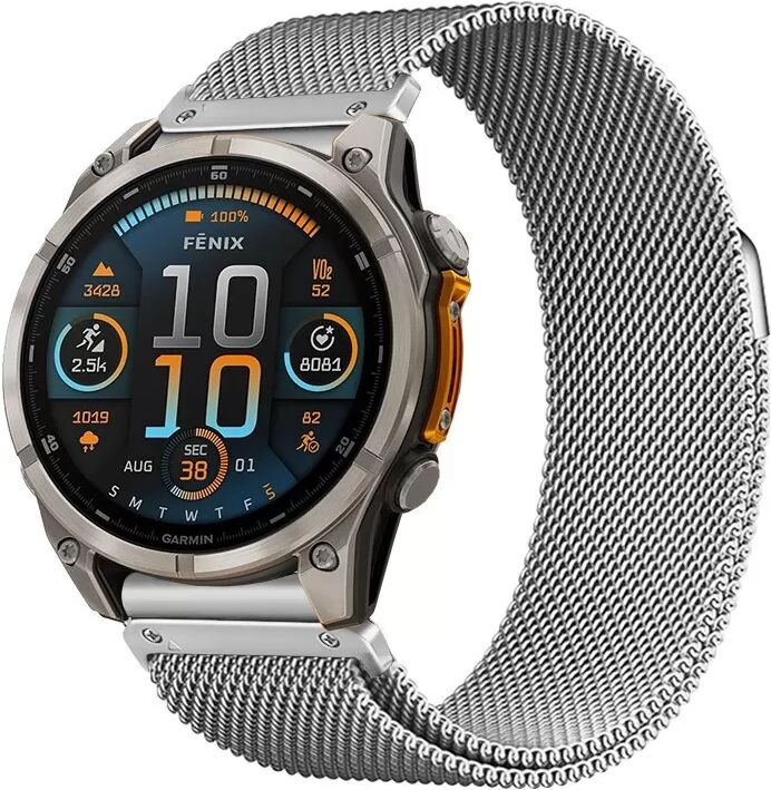 INF Milanese Magnetisches Metallarmband Kompatibel mit Garmin Fenix 8/965/Tactix 8 Silber 26 mm
