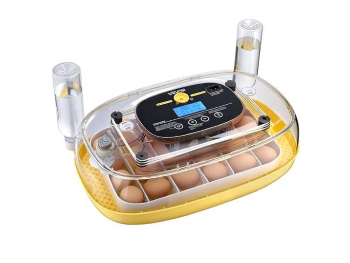 VEVOR Couveuse Œuf Automatique 24 Œufs de Poule Incubateur Œuf pour Éclosion Œufs de Volaille Poussins Canetons Oies Cailles\, avec Mire LED Affichage Température et Humidité Fenêtre Transparente 360°