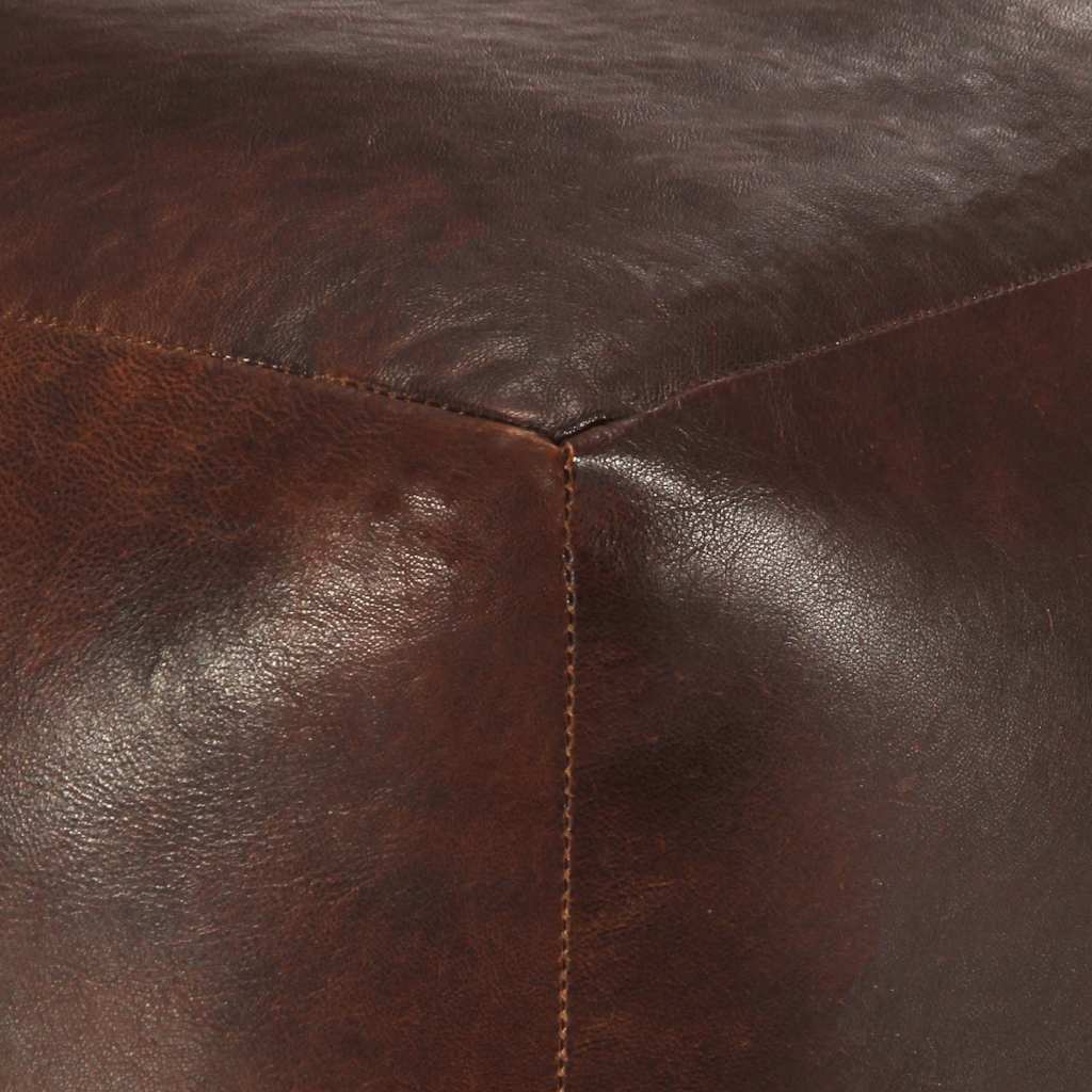 vidaXL Pouf 40 x 40 x 40 cm Marron foncé Cuir véritable de chèvre