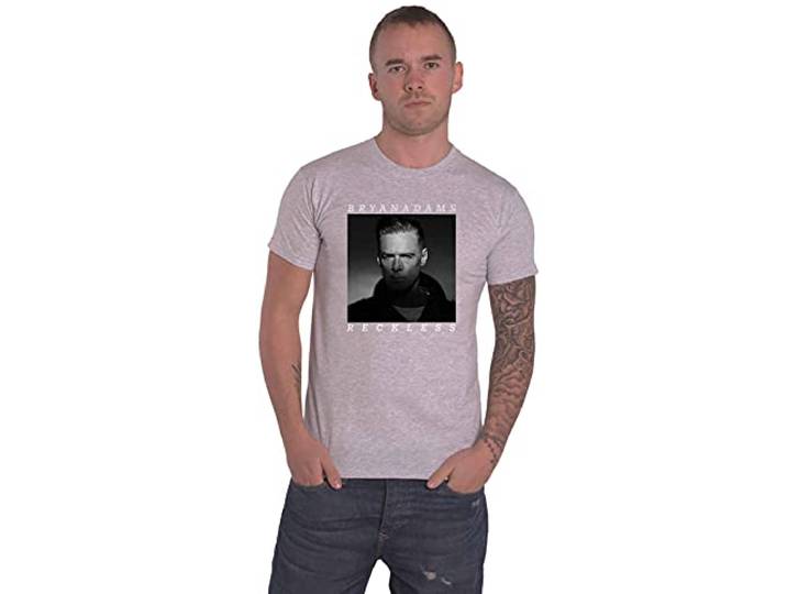 Bryan Adams T Shirt Reckless Logo nieuw Officieel Mannen Grijs S