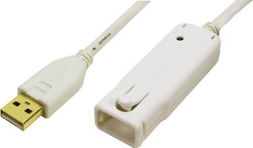 LogiLink USB-Kabel USB 2.0 USB-A Stecker, USB-A Buchse 12.00m Weiß vergoldete Steckkontakte, UL-zertifiziert UA0092