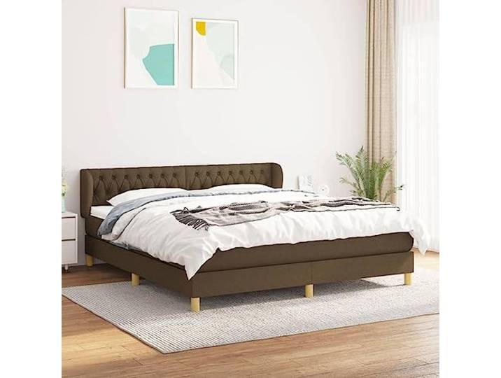 RJPLMFV Lattenrost mit Matratze, 180 x 200 cm, Braun Taschenfedern, mittlere Festigkeit, verstellbarer Kopf, atmungsaktiver Stoff, Lieferung mit Anleitung (evtl. nicht in