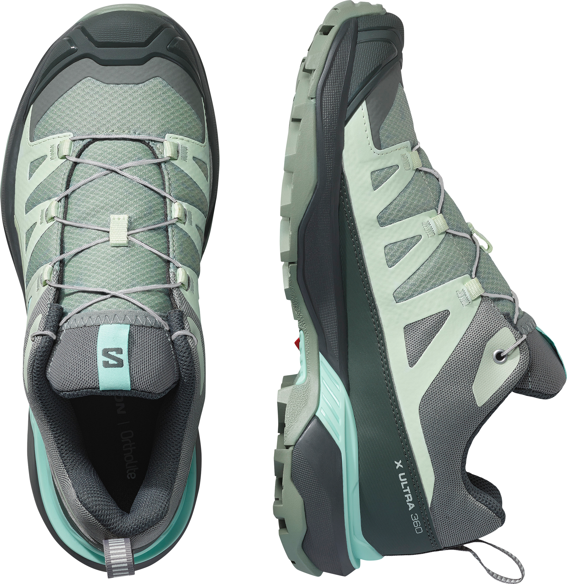 Wanderschuh SALOMON "X ULTRA 360 W", Damen, Gr. 41, grün (grün milieu, urban chic, clearly aqua), Synthetik, Textil, Schuhe Wanderschuh, wasserdicht grün milieu, urban chic, clearly aqua 41