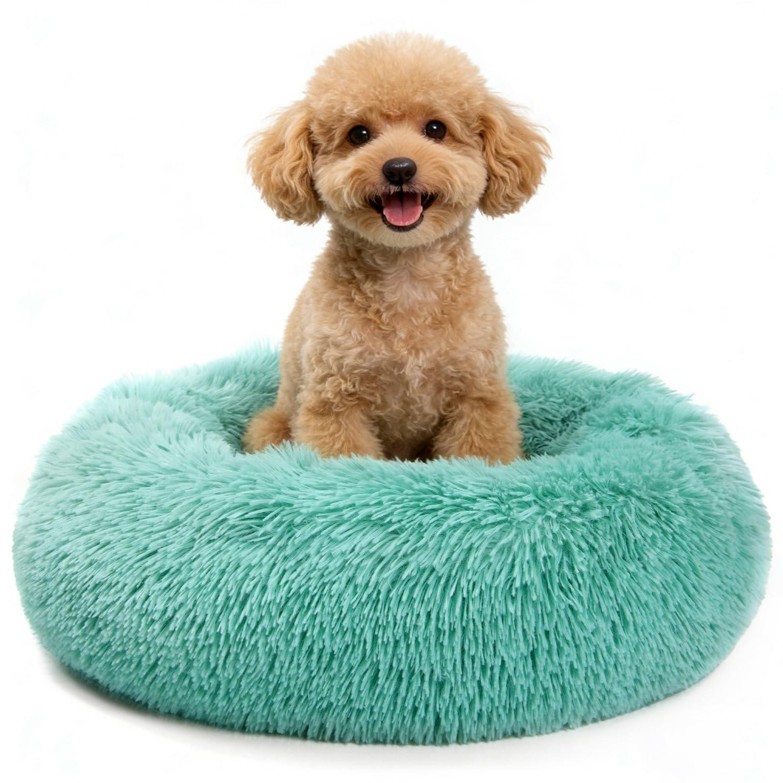 Wasbaar rond huisdierbed in pluche donutvorm voor honden, diameter: 60 cm