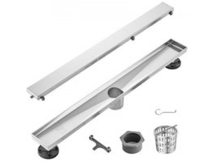 VEVOR Siphon Sol 609x70 mm Caniveau Douche Italienne Linéaire avec Couvercle Insertion dans Carrelage Acier Inox 304 Brossé Filtre Cheveux Drain de Sol Rectangulaire avec Pieds de Nivellement, Argent