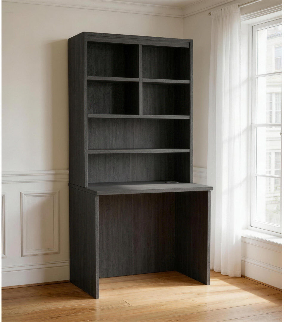 Ebern Designs Natividad Writing Desk Black Havana 182.8cm H X 85cm W X 54cm D