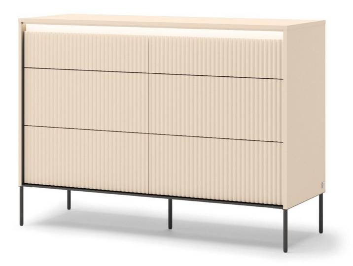 yourhouse24 Kommode 6s TREND Schlafzimmer TS-06 mit Beleuchtung - sandbeige