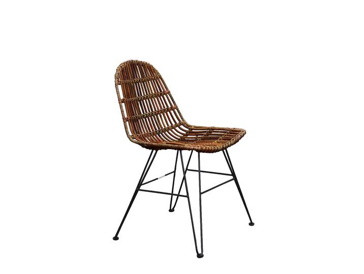 Rattanstuhl SIT Elche aus Natur-Rattan mit Fischgräten-Optik , beige (natur, schwarz, natur), B:50cm H:84,5cm T:60cm, Geflecht Rattan, Metall, Stühle, Rattanstuhl, Fischgräten-Optik im Rückenbereich für markantes Rattan-Design