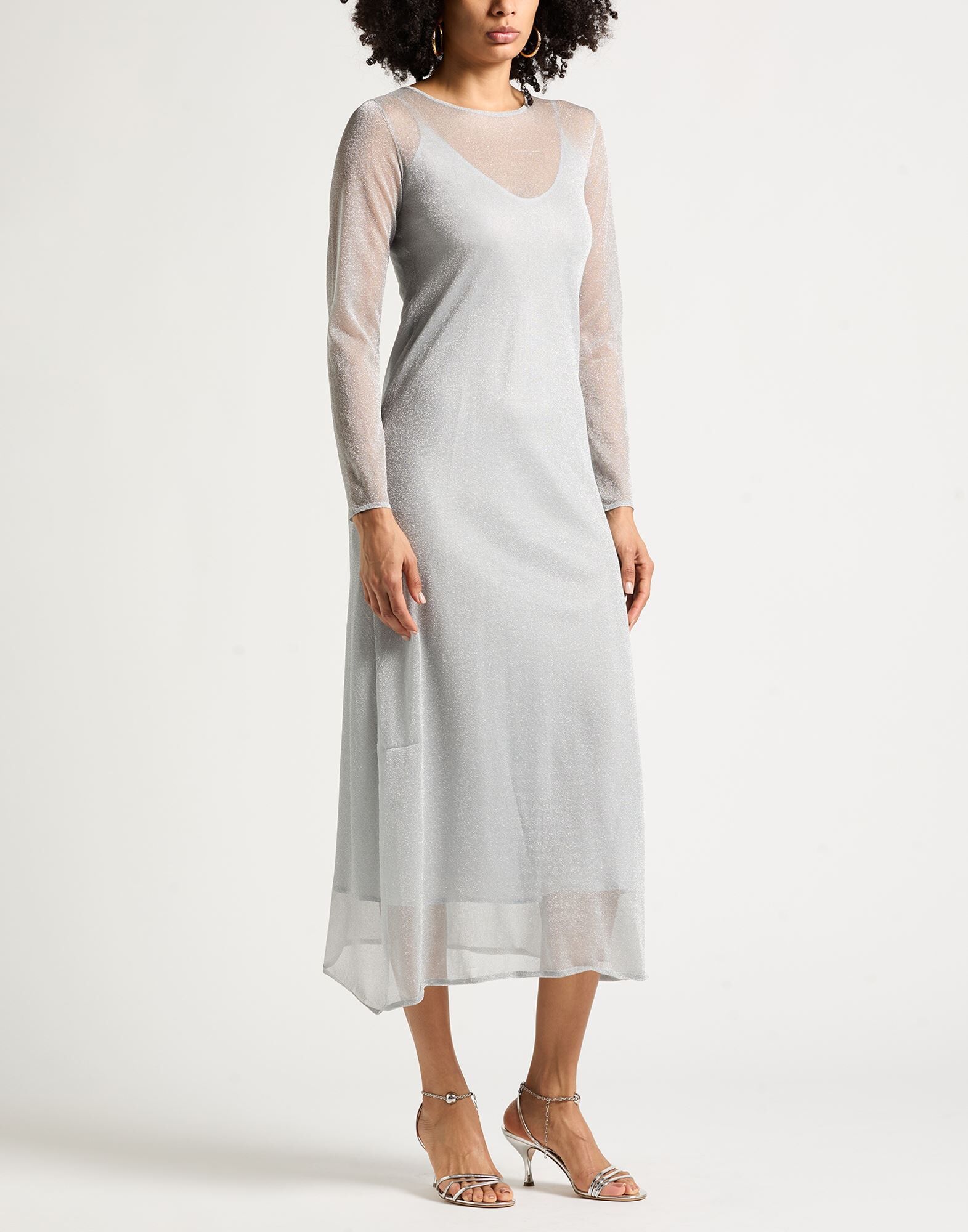 Alysi Vestido midi Mujer Gris perla S Mujer