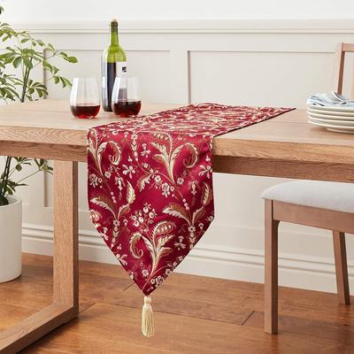 Violet Linen Luxury Damask Table Runner