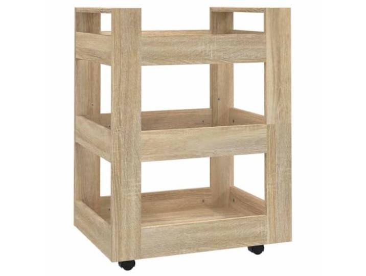 HFXHIJXQ Küchenwagen Sonoma-Eiche 60x45x80 cm Rollwagen Kompakter Servierwagen mit 3 Ablagen undRollen für Ordnung in Küche und Esszimmer. Robustes Holzwerkstoff-Design.