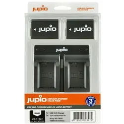 Jupio Value Pack: 2x Batterie FW50 + USB 2-Fach Charger