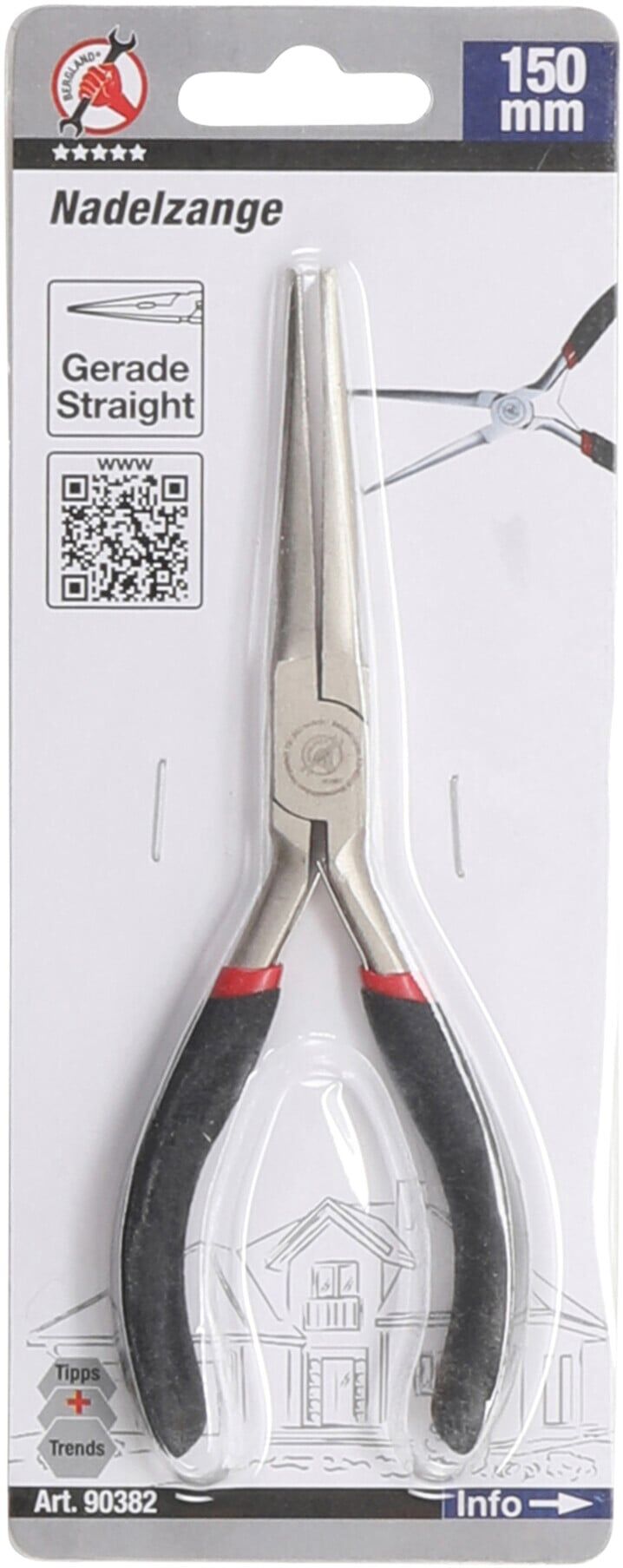 BGS Do it yourself Nadelzange 90382, gerade, mit Feder, 150 mm)