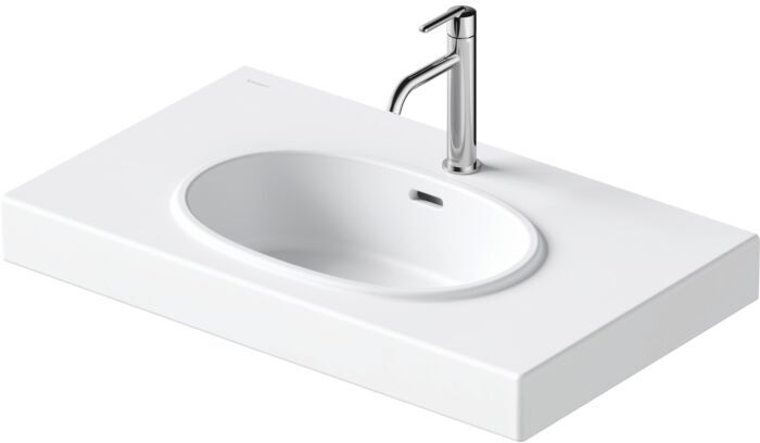 Duravit Balcoon Waschtisch 241280AC00 80 x 48 cm, weiß Seidenmatt, mit Hahnloch, Überlauf, Hahnlochbank