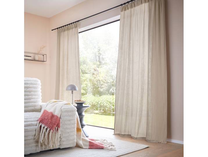 Gardine Hevin, Musselin Vorhang, blickdichte Gardine Gr. 2, braun (taupe), B:130cm H:175cm, Baumwolle, LEGER HOME BY LENA GERCKE, Gardinen, Gardine, natürliche, moderne Gardine in schönem Musselin Look