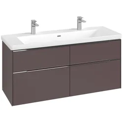 Villeroy & Boch Waschbeckenunterschrank Subway 3.0, Eckig Dark Berry, 1272x576x462mm, mit Beleuchtung und 4 Auszügen