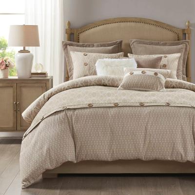 Madison Park Signature Grace Taupe Geometric Oversized Jacquard Comforter Set with Decorative Pillows