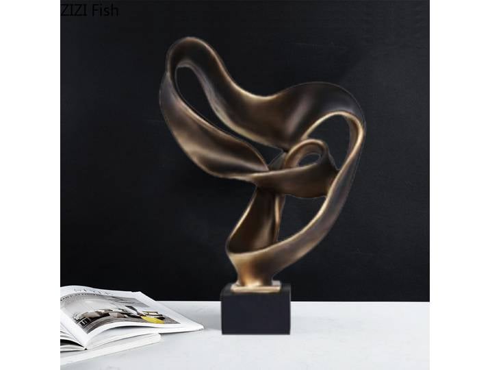 Statue flottante en ruban, artisanat géométrique créatif, décoration de bureau, Sculpture minimaliste, ornements en résine, décor esthétique de salle