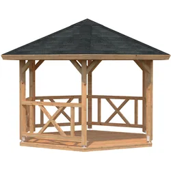 Palmako Pavillon Betty 9,9 m2 Hellbraun tauchimprägniert
