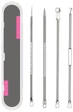 Everyday Crate Precision Stainless Steel Blackhead Remover Tool Set For Acne, Whiteheads & Deep Pore Cleaning Silver