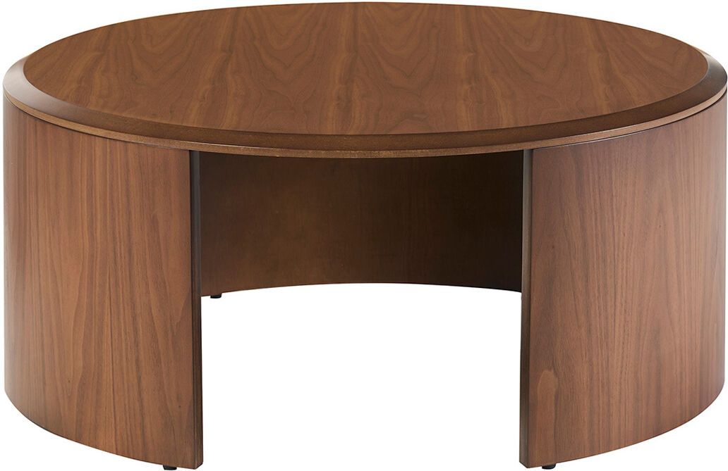 Miliboo Runder Design-Couchtisch aus dunklem Walnussholz D80 cm ZAHRA