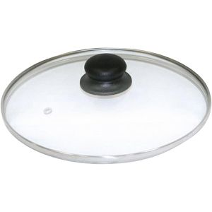 Axentia Topfdeckel 222223, mit Edelstahlring, aus Glas, mit Kunststoffknauf und Dampfventil, Ø 24 cm