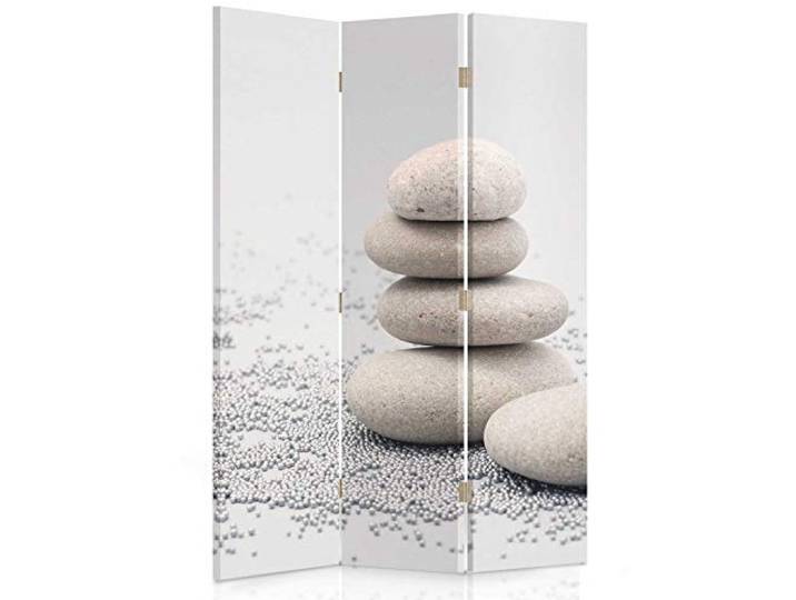 Feeby Paravent Steine 110x150 cm 3 Teilig Modern Design einseitig Raumteiler Wandschirme Foto Trennwand Raumtrenner Sichtschutz Spanische Wand auf Leinwand Bedruckt Beige Grau