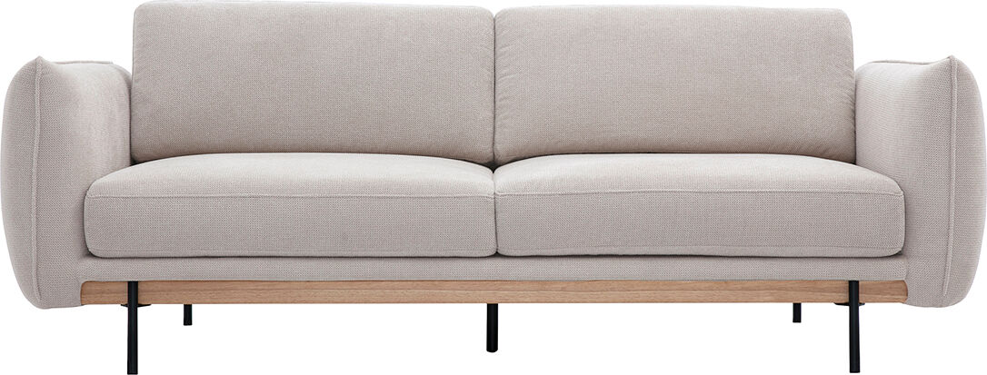 Miliboo Designersofa TODD mit 3 Plätzen in beige Chenille-Stoff und schwarzem Metall